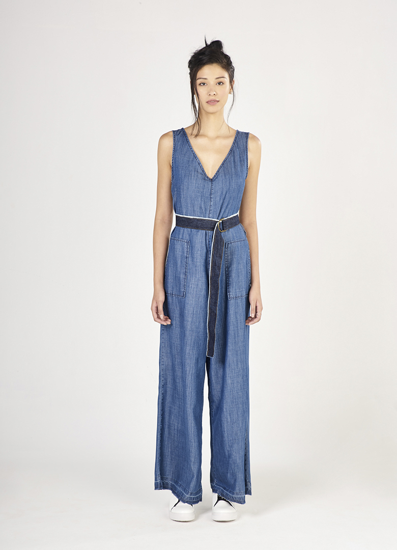 macacao jeans pantalona
